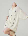 🌸 Women’s White Floral Embroidered Cardigan – Light Elegance with a Feminine Touch