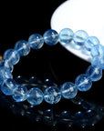 Bracelet pour femme en perles de cristal bleu océan naturel menthe glacée (4 mm/5 mm, poli à la main, design original)