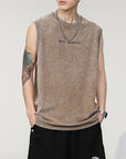 Summer Retro Washed Cotton Tank Top Vest For Men