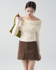 Women’s One-Shoulder Knitwear – Autumn/Winter Off-Shoulder Slim-Fit High-End Pullover Top