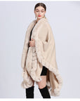 Rex Rabbit Fur Collar Shawl – Imitation Cashmere Cardigan