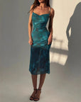 Women’s Slim-Fit Suspender Dress – Pure Desire Style in Peacock Green