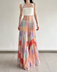 Women's Artistic Colorblock Plaid Skirt – Bold & Whimsical