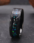 Bague en acier tungstène noir – Bague minimaliste incrustée Aobao pour homme (tailles US 7-13) – Bijou de mariage/quotidien électroplaqué durable