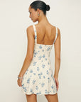 Women’s Square-Neck Open-Back Printed Suspender Dress – Fresh Sweet Floral A-Line Mini Dress