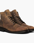 Men Retro Martin Boots – Classic American Lace-Up PU Leather Ankle Boots with Rubber Sole