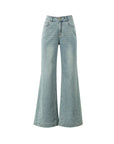 Women’s High-Waist Flared Pants – Slimming & Comfortable (Blue, Micro-Elastic Cotton)