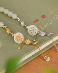 Women’s Hetian Jade Lotus Peace Buckle Bracelet – Retro 925 Silver Elegance