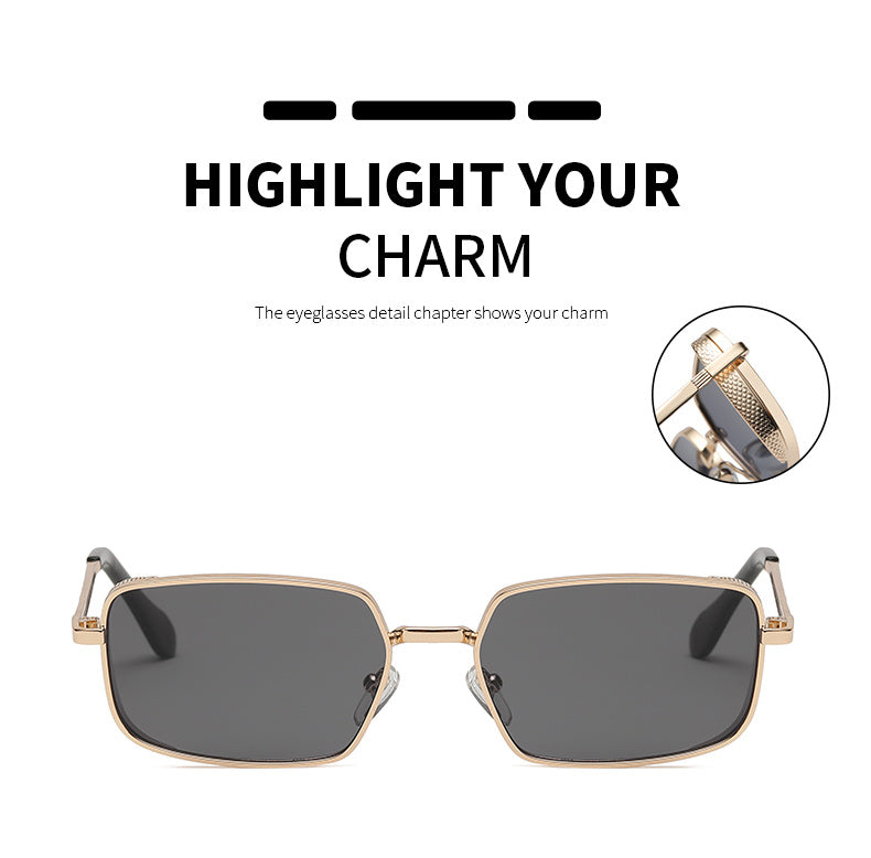 Women’s Metal Punk Square Sunglasses – Retro European Street Style Shades