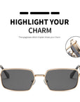 Lunettes de soleil carrées en métal punk pour femmes
