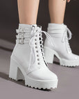 Bottes de combat à talons épais pour femmes - Talon épais de 6 à 8 cm