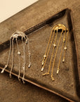 Water Ripple Tassel Earrings - 925 Sterling Silver & Gold-Plated
