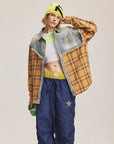 ✨ Women’s American Retro Plaid Shirt - Loose Stitching Long Sleeve (Yellow, 100% Cotton)