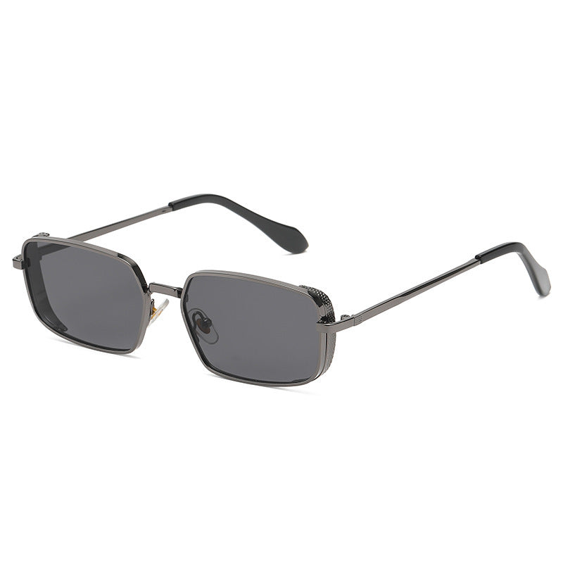 Women’s Metal Punk Square Sunglasses – Retro European Street Style Shades
