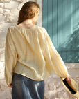 Women’s Loose Cotton-Linen Long Sleeve Blouse – Round Neck Casual Style