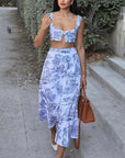 🎨 Women's Artistic Two-Piece Set - Sleeveless Tank & Wrap Skirt