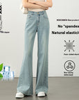 Women’s High-Waist Flared Pants – Slimming & Comfortable (Blue, Micro-Elastic Cotton)