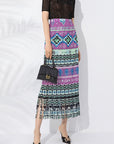 Women’s Summer Pleated Long Skirt - Hand-Painted Print Polyester Maxi Skirt