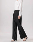 Women’s Loose Casual Work Pants - High Waist Viscose Trousers (Coffee/Gray/Black, S-XL) Office Commute Wide Leg Pants