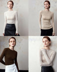 Women 95% Fine-Spun Wool Slim Fit Sweater – Lightweight Round Neck Long Sleeve Pullover Knit Top