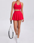 Women’s Casual Bra Skirt Running Outfit – Breathable Tennis & Fitness Two-Piece Set