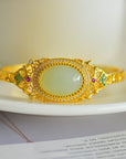 Hetian Jade Blessing Bracelet – S925 Silver Inlaid Egg Noodle Lock