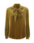 Women's Striped Stretch Velvet Top – Lace-Knit Sleeves – Sultry & Comfortable
