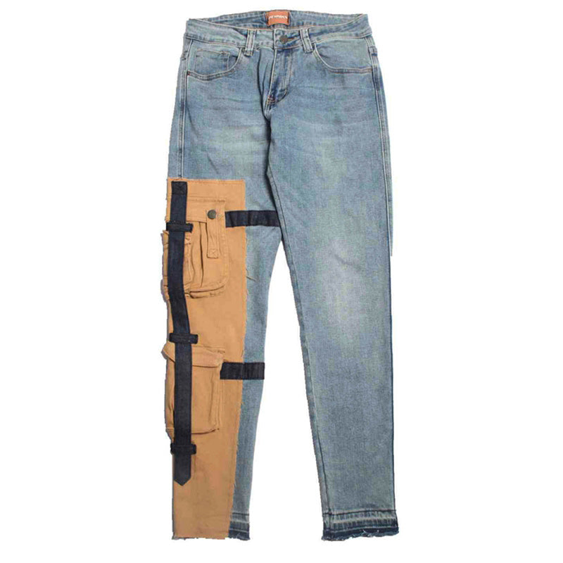 Men’s Tooling Distressed Jeans – Washed Blue Denim