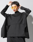 Women's Oversized Split-Hem Shirt – Cotton Blend Long Sleeve Top – Boho Chic Essential