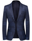 Men’s Slim Plaid Suit Jacket – Korean City Style Elegance