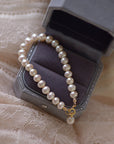 Women's 14K Gold Natural Pearl Bracelet – Genuine Freshwater Pearls (5.5-6mm) – Hypoallergenic Luxury Jewelry
