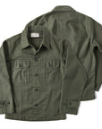 Olive Green Cotton Satin Work Clothes Shirt Men