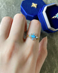 Rhombus Türkis Natur Opal Opal Ring 925 Silber
