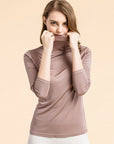 ✨ Women's 19 Momme Mulberry Silk Shirt – High Neck Luxury Base Layer (100% Pure Silk) – Timeless Elegance