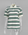 Women's Stripe Polo Shirt – Cotton