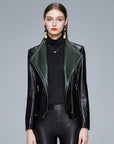 Veste en cuir véritable slim pour femme