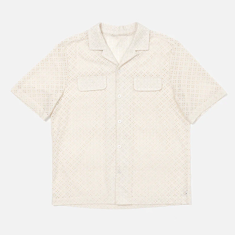 🔥 Men’s Short-Sleeve Shirt & Shorts Set – Breathable Polyester (White, S-XXXL)