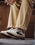 Men's Premium Leather Sneakers - Sand Brown Crack Design Flat Heel Shoes (38-45) - All-Match Everyday Walking Shoes
