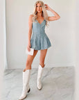 Wide Leg Shorts – Crisscross Strap Detail | Stonewashed Cotton | Women’s S-XL