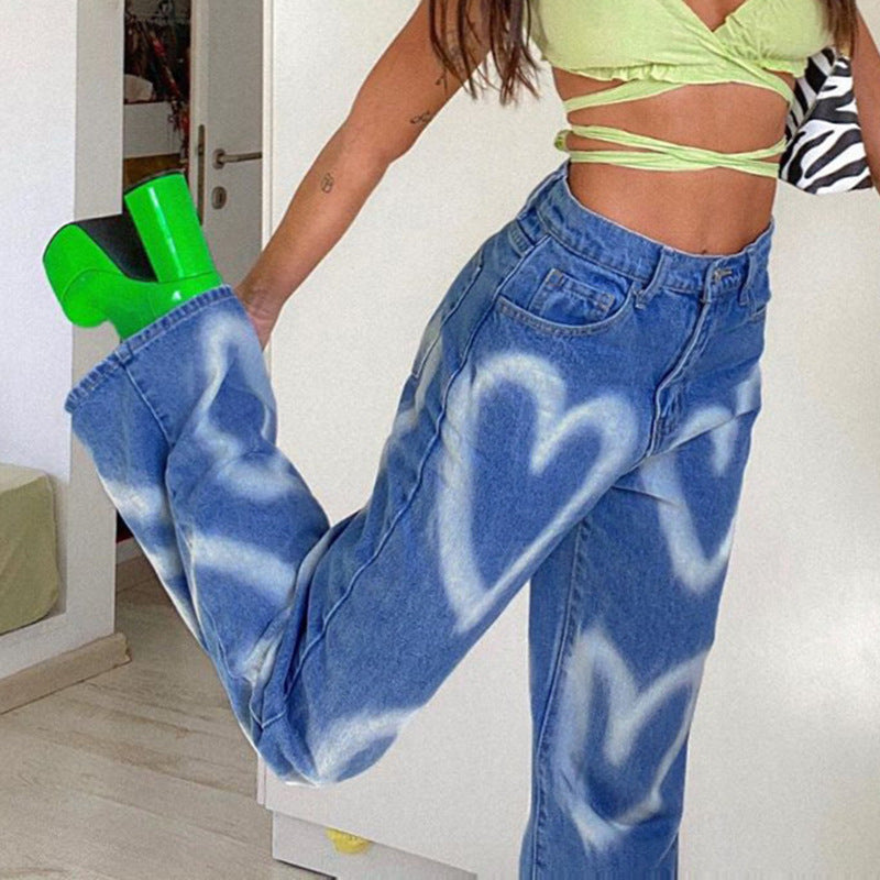 Love Graffiti Damen Jeans mit hoher Taille und geradem Schnitt