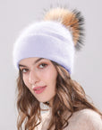 Angola Rabbit Fur Bonnet Girl 's Hat Fall Female Cap