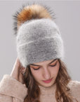 Angola Rabbit Fur Bonnet Girl 's Hat Fall Female Cap