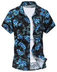 Men’s Stretch Slim Fit Printed Short Sleeve Shirt – Casual Floral Style