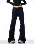 Women’s High-Waist Skinny Jeans – Stretch Comfort (Black/Gray-Green, 98% Cotton)