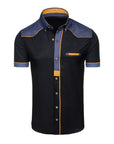 Men’s Professional Plus-Size Short-Sleeve Shirt – British Style Slim-Fit Color-Matching Design