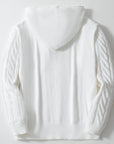 🔥 MEN'S TWISTED FLOWER HOODIE – LOOSE FIT PULLOVER (100% POLYESTER, WHITE) – STREETWEAR ESSENTIAL
