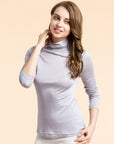 ✨ Women's 19 Momme Mulberry Silk Shirt – High Neck Luxury Base Layer (100% Pure Silk) – Timeless Elegance