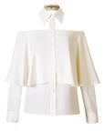Women’s Halterneck Off-Shoulder Top - Ruffled Summer Blouse (Apricot, Polyester, Simple & Stylish)