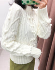 Women’s Cable Knit Crew Neck Sweater – Classic Comfort & Everyday Chic