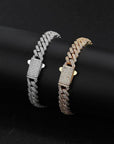 Men's 8mm Cuban Link Bracelet - Gold/Platinum Zircon Hip Hop Jewelry (7/8/9 Inch)